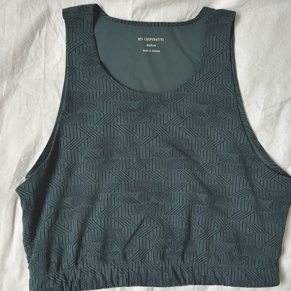 REI Cooperative Dark Teal Patterned Tank Top